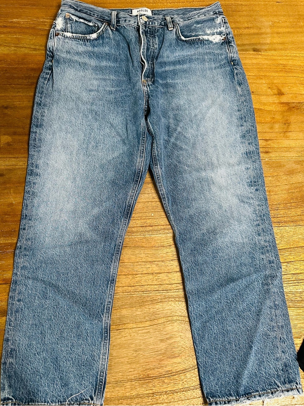 Agolde High-Rise Slim Straight Jeans - Blue Wash SIZE: 31